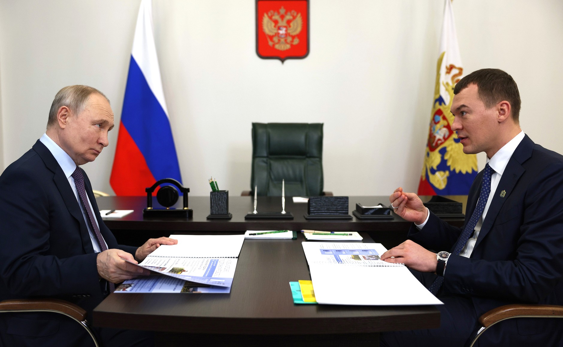 Рабочая встреча с губернатором Хабаровского края Михаилом Дегтярёвым.